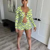 2022 Designer Designer Dames Tracksuits Sexy Digital Print Lange Mouw Temperament Shorts Two -Pally Set Outfits