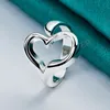 925 Sterling Silver Heart Open Ring for Woman Wedding Engagement Party Jewelry
