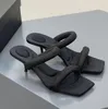 2022 Luxe A WANG Webbing Zwarte Hoge Hak Slippers en Sandalen Vrouwen Nieuwe Zachte Bodem Stiletto Hoge Hakken Kat Hakken Dames Banket Vakantie Sandalen