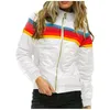 Raya Arco Iris Impreso Chaqueta Con Capucha Fina Mujer Invierno Algodón Parka Para Abrigo De Talla Grande