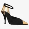 2022 Luxury Women Vesper Sandals Shoes For Women Slingback Patent Leather Metal Toe Cap Lady Pumps Fashion High Heels Comfort Walking France Paris Design