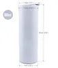 20 oz 30 oz Sublimation Tumblers Blanks White Straight Tumbler Tasses à boire en acier inoxydable Tasses isolées sous vide avec couvercle et paille DIY US Local Warehouse