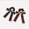4Colors Designer Double Letters Print Flowers Bowknot Large Intestine Hair Ties Rope Women Scrunchies Hairbands Elastic Rubber Ban284x
