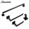 Badrumsmaskinvara Set Tillbehör Matt Black Shelf Robe Hook Hanger Handduk Rail Bar Rack Tissue Paper Holder Tooth Brush 220812