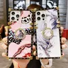 Fashion Square Designers Telefonväskor för iPhone 13 mini 12 11 Pro Max XR XS X 8 7 Bling Metal Shining Gradient Cover med stativ