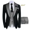 Ternos masculinos Blazers estilo moda helicóptero smoking masculino boutique elegante cavalheiro masculino vestido de 3 peças de luxo vestido de noiva de hóspedes