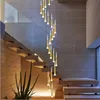 Lustre de lâmpada de pingente para escadas de iluminação escada moderna loft stairwell villa lustro decoração home loft