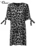 Celmia Mini abito sexy con stampa leopardata Donna 2022 Summer Bohemian Beach Dress Mezza manica O collo Casual allentato Streetwear Vestito estivo G220510