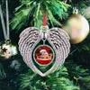 Blancs de sublimation DHL ornement d'aile d'ange décorations de Noël ailes d'ange forme vierge ajouter votre propre image et arrière-plan 2022 F0721