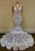 Zwarte Meisjes Sparkly Pailletten Lange Bruidsjurken 2022 Sexy Sheer O Neck Mermaid Afrikaanse Vrouwen Gala Bruidsjurken Gewaden BA107282104