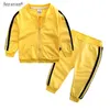 Autumn Fashion Boys Girls Clothes Cotton Long Sleeve Solid Zipper Jackets Pants Baby Tracksuits Clothing Sets LJ201221