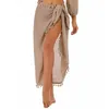 2022 Sarong Beach Wrap Hawaii Summer Cover-Up White Tassel Carff See من خلال تنورة فستان نساء Salida de Playa Mujer 6 Colors