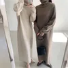 REALEFT automne hiver lâche col roulé droite femmes pull robes nouveau à manches longues chaud tricoté Chic longues robes femme 220317