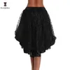 Plus Size Victorian Asymmetrical Ruffled Satin Lace Trim Gothic Skirts Women Corset Vintage Steampunk Skirt 937# 220701