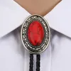 Bow slipsar västra cowboy bolo slips läder krage rep oval turkos retro mönster zink legering tillbehör unisex brittisk repbåg