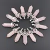 Pierre naturelle Rose Quartz colonne hexagonale pilier pendentifs à breloque pour bricolage femmes bijoux accessoires nouveau Design colliers