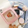 Kore Bear Mesh Kozmetik Çanta Kılıfı Sevimli Kızlar Kawaii Makyaj Çantası Poşet Moda Kadın Seyahat Yemeği Organizatör Çantası Çantalar 220630