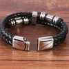 Handmade Stainless Steel Charm Bracelet Double Layer Genuine Leather Bracelets for Gift