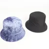 Berets Double-sided Wearing Cap Visor Bucket Hat Men And Women Street Trend Tie-dyed Ink Painting Pattern Fisherman HatBerets Wend22