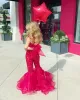 Due pezzi Ragazza Pageant Dress Paillettes Pantaloni Organza Bell Bottoms Little Kids Compleanno Maniche ad aletta Collo alto Abiti da festa formale Infant Toddler Teens Preteen 0730