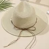 Bohemian Beaded Panama Hat for Women Summer UV Protection Beach Hats Foldable Ladies Holiday Gifts Wholesale