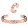 Brazalete Wollet Jewelry Bio Magnético Brazalete abierto Pulsera de cobre para mujeres Curación Energía Artritis Imán Rosa Lars22