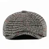 Uspop hommes casquettes hiver bérets Plaid laine béret chapeau mâle Vintage visière casquettes épais chapeau de guerre J220722