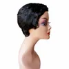 Parrucche per capelli umani molto corte Pixie Cut dritto perruque bresillienne per donne nere Parrucche fatte a macchina con frangia Parrucca senza colla175997533657