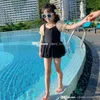 Enfants Tulle maillot de bain une pièce doux bébé fille mignonne petite princesse dentelle gaze tutu jupe maillot de bain à séchage rapide INS enfants maillots de bain avec chapeau S2050