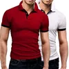 Roupas masculinas Men camisa Manga curta Contraste de tamanho grande colar colarinho suave Camiseta de verão de perto para vestir diariamente 220608