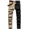 Spring Autumn Two-color Stitching Jeans Fashion Men's Micro-elastic Slim Multicolor Panel Pants Casual Cotton Denim Trousers