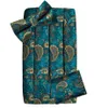 Bälten Teal Paisley Men's Tuxedo Cummerbund Silk Bow Tie Set Man Wedding Dress Midje elastisk midjeband för män brett bälte dibangubelter