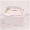 Pastel portátil Cartón Kraft Papel Galleta Turrón Hornear Postre Caja de embalaje Candy Gift Wrap Bag 10pcs CX220125 Entrega de gota 2021 Pan Boxe