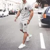 Heren tracksuits Summer Men Sets Short Sleeve T-Shirt Suit Color Matching Tracksuit Casual Oversized en Shorts Breathable Sportswearme