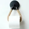 Bathroom Hardware Toilet Paper Holders Rope Tissue Holder With Iron Hook, Painted Matte Wall Mounted Rustic Towel Ring