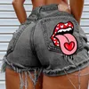 Summer Women s shorts Pockets Printed Pattern Big Stone Love Ripped Raw Ins Influencer 220713