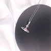 Trendy Fine Heart Shaped Saturn Pearl Chain Pendant Necklace for Women Full Diamond Temperament Jewelry Shiny AAA Zircon Ins