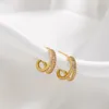 Boucles d'oreilles à tige minimaliste coréen géométrique Double couche cercle pour les femmes Style Punk or métal déclaration boucle d'oreille bijoux de fête