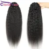 Kinky Straight Claw On Ponytail Brazilian Virgin Coarse Yaki Clip In Human Hair Extensions Full Natural Ponytails Hairpiece For Black Women