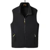 FGKKS Spring Autumn Men Casual Vest Jacket Solid Color Stand Collar Polar Fleece Fishing Vandring Par Varm kappa Male 220727