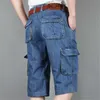 Été nouveaux hommes jean Denim Shorts coton Cargo Shorts grande poche ample Baggy jambe large broderie Bermuda plage Boardshort