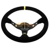 Universal 14 inch 350mm Suede/PVC Car Accessories Racing Steering wheels Deep Corn Drifting Sport Auto Turn Steering Wheel With Logo Cars modification parts On sale