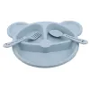 Dinnerware Sets Divided Grid Bear Children's Dinner Plate Baby Breakfast Plate with Fork and Spoon