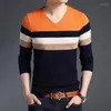 Men's Sweaters 2022 Fashion Brand Men Pullover Warm Slim Fit Jumpers Knit V Neck Striped