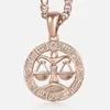 Colares pendentes Colar de signo de zodíaco de Libra para homens 585 Gold de ouro rosa Presentes de aniversário pessoais GP279Pingente