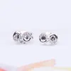 Authentic 925 Sterling Silver Sparkling Infinity Stud Earrings Cute Women Party Jewelry with Original box for Pandora small earrings