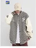 UNCLEDONJM 2022 printemps nouveau plaid lettre broderie baseball veste couleur bloc hommes et femmes couple veste hip hop rue manteau T220728