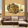 5panel 3D Леопардовая модульная живопись животные животные поп -арт HD Принт на холсте современный плакат на стене плакат гостиная домашняя декор
