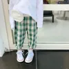 Spring Summer Autumn Girls Boys Casual Plaid Pant Baby Kids Children Trousers 220803
