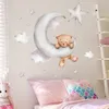 Bear Moon Clouds Stars Wall Stickers Bedroom For Baby Kids Room Background Home Decoration Living Room Wallpaper Nursery Sticker 220727